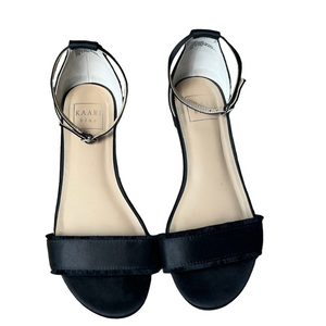 Kaari Blue Elegant Black Flat Sandals in Cyndi Style